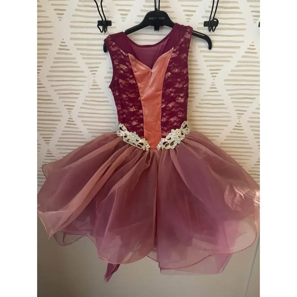 Weissman Looking Back Childrens Large 12-14 Tulle Skirt Dance Costume